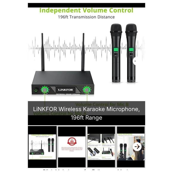 NEW LiNKFOR Wireless Karaoke Microphone System For Parties and Events Clubs BBQs - Picture 1 of 6